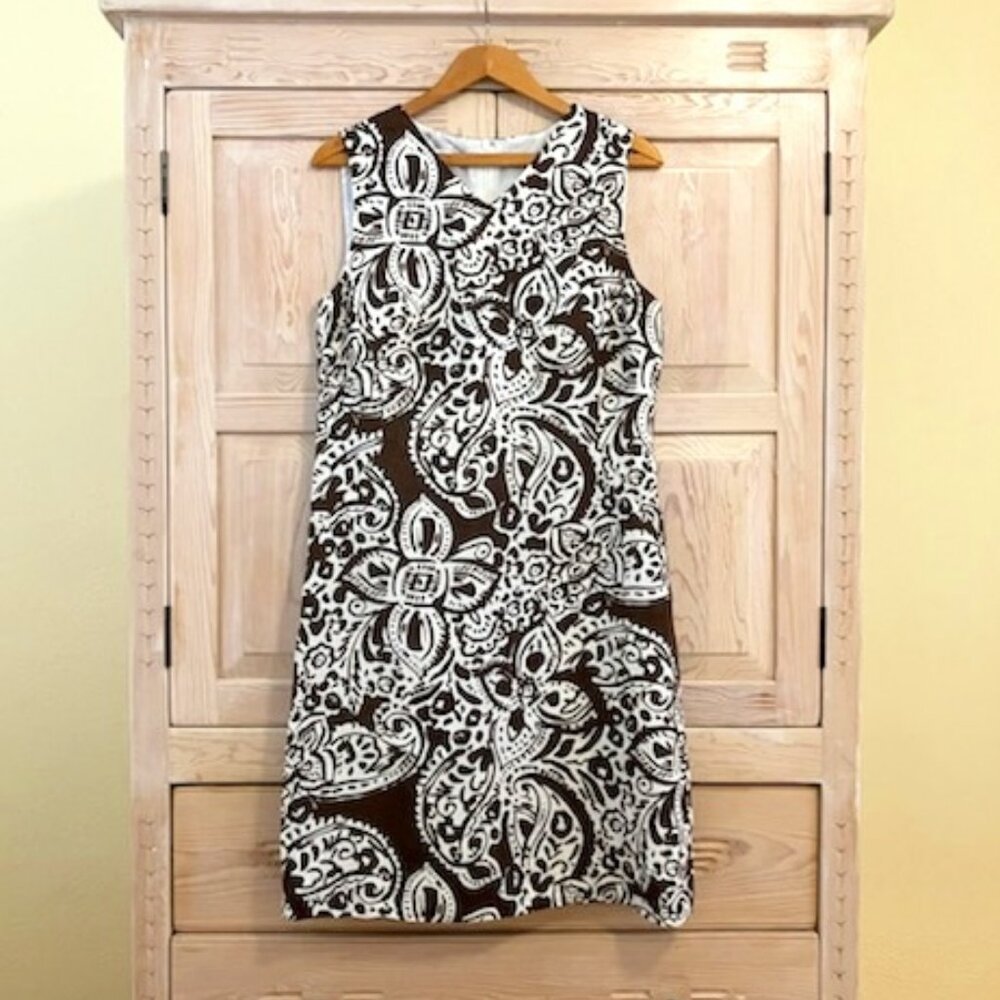 Talbots Linen Dress Midi Tropical Floral Resortwear Vacation Boho